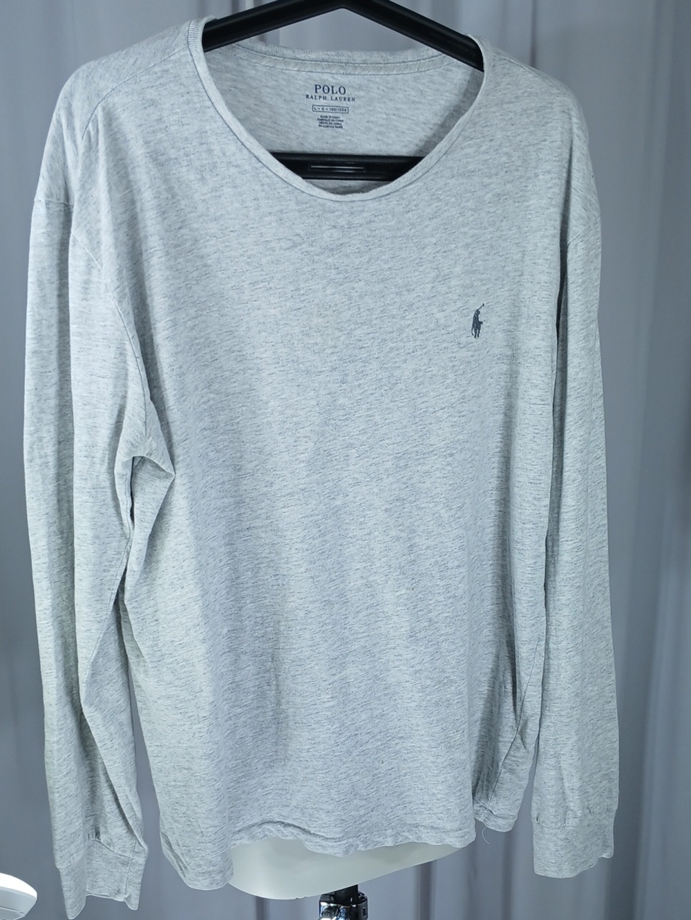 Polo by Ralph Lauren Heather Gray Long-Sleeve Crewneck nens T-Shirt